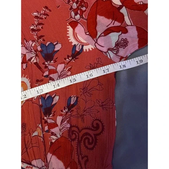 Angie Red‎ Floral Print Ruffle Sleeves Tie Waist Wrap Romper, Small, Buckle BKE - Picture 7 of 7